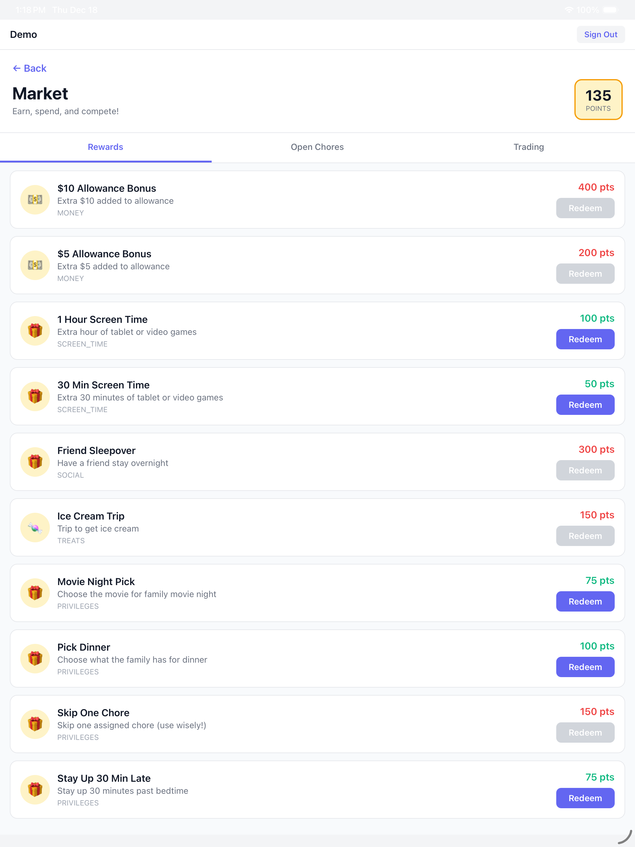 Rewards store